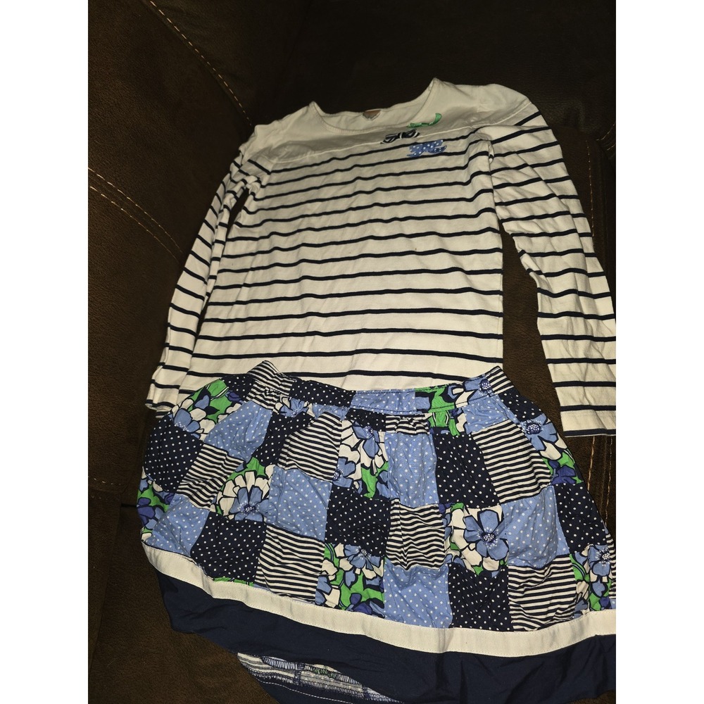 Gymboree spring‎ prep striped top size 10 floral skirt size 8